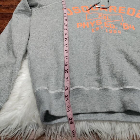 DSquared2 Gray Varsity Logo Phys Ed. '64 Hooded Pullover Sweatshirt Men's Medium - Picture 12 of 12
